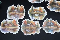 cabin at the lake washi sticker | lakefront cabin Autumn themed die-cut stickers