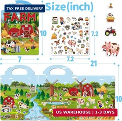 6 Sets Reusable Sticker Book for Toddlers 3-6, Jelly Sticker Books for Toddler,
