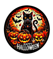 Halloween Cat Punpkins Bats Spooky Colorful Orange Black Decal Stickers 4 Sizes