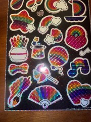 Vintage Prism Sticker Sheet Mark 1 Brand Rainbow Hearts Star 1980s Large