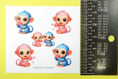 Pink & Blue Monkeys Mini Sticker Sheet
