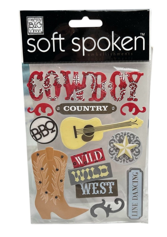 Cowboy Country Wild West Scrapbooking Stickers Soft Spoken By Mambi Guitar Boots