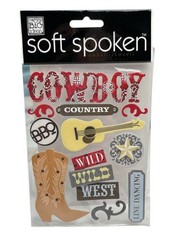 Cowboy Country Wild West Scrapbooking Stickers Soft Spoken By Mambi Guitar Boots