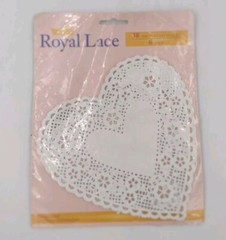 Royal Lace White Heart Paper Lace Doilies 6 Inches 18 Count