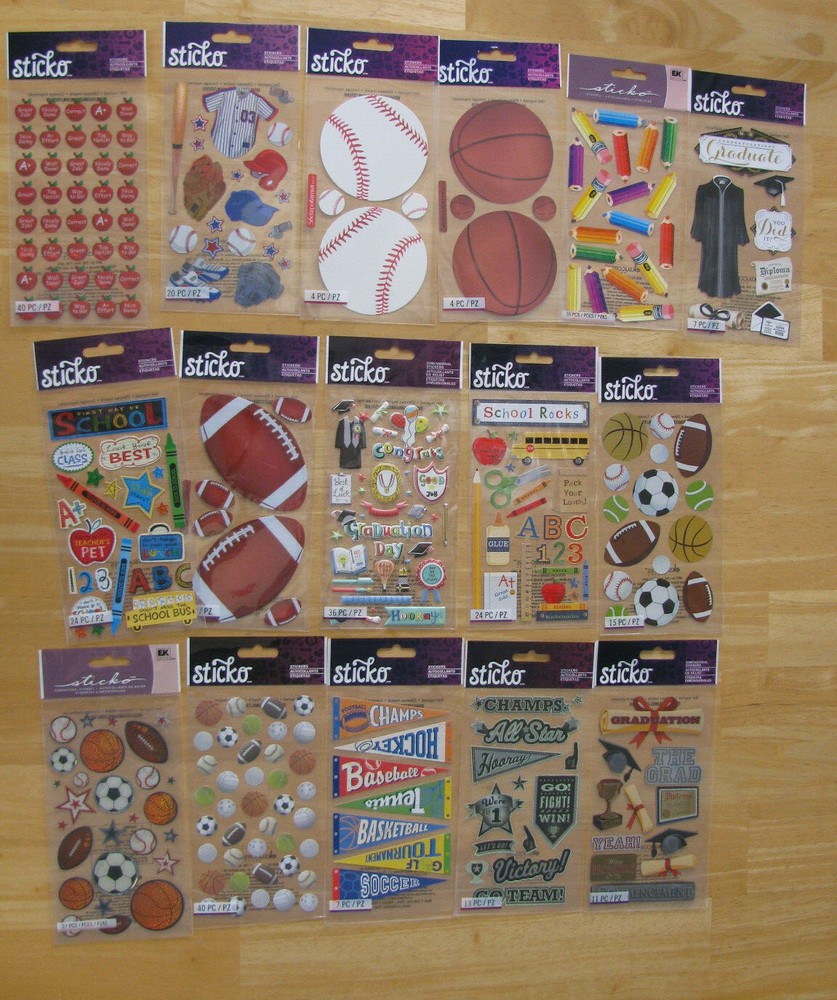 STICKO Stickers SCHOOL, GRADUATION, SPORTS U PICK NEW IN PACKAGE