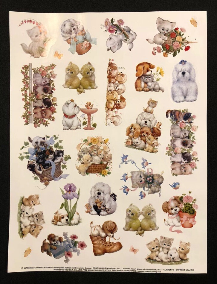 Ruth Morehead Dog Cat Stickers by Current ~ 4 Large Sheets Scrapbooking Crafts