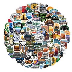100pcs National Park Stickers, Outdoor Camping Traveling,006