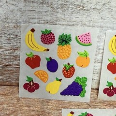 Lot of 3 VTG Sandylion Stickers Pods Assorted COLORFUL FRUITS 35 Counts New