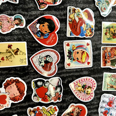 Valentine’s Stickers 50 Pack Retro VIntage Style Cute Heart Junk Journal New