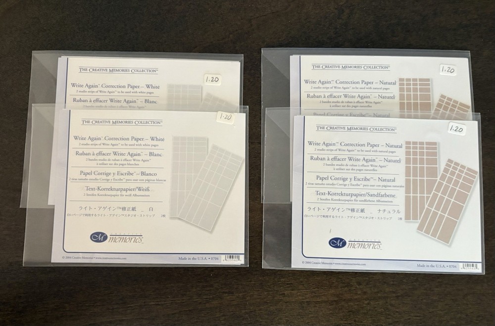 Creative Memories Write Again Correction Paper- Natural & White-4pkg=8sheets