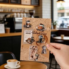 40Pcs Coffee Bread Lace PET Stickers Junk Journal Card Decals Scrapbook Crafts