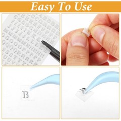 LXUEJIE 12 Sheets Small Letter Stickers, 3 Sizes Mini Alphabet Number Silver