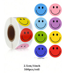 500pcs Roll Cute Face Reward Stickers, Self-Adhesive, Gift & Decoration