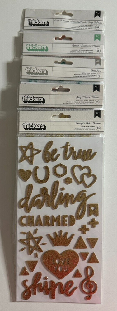 American Crafts Thickers Glitter Foam Phrase or Alpha Stickers-You Choose