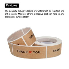 120 Count 1 Roll Thank You for Stickers 1″x3″ Adhesive Rectangle Gift Seal Label