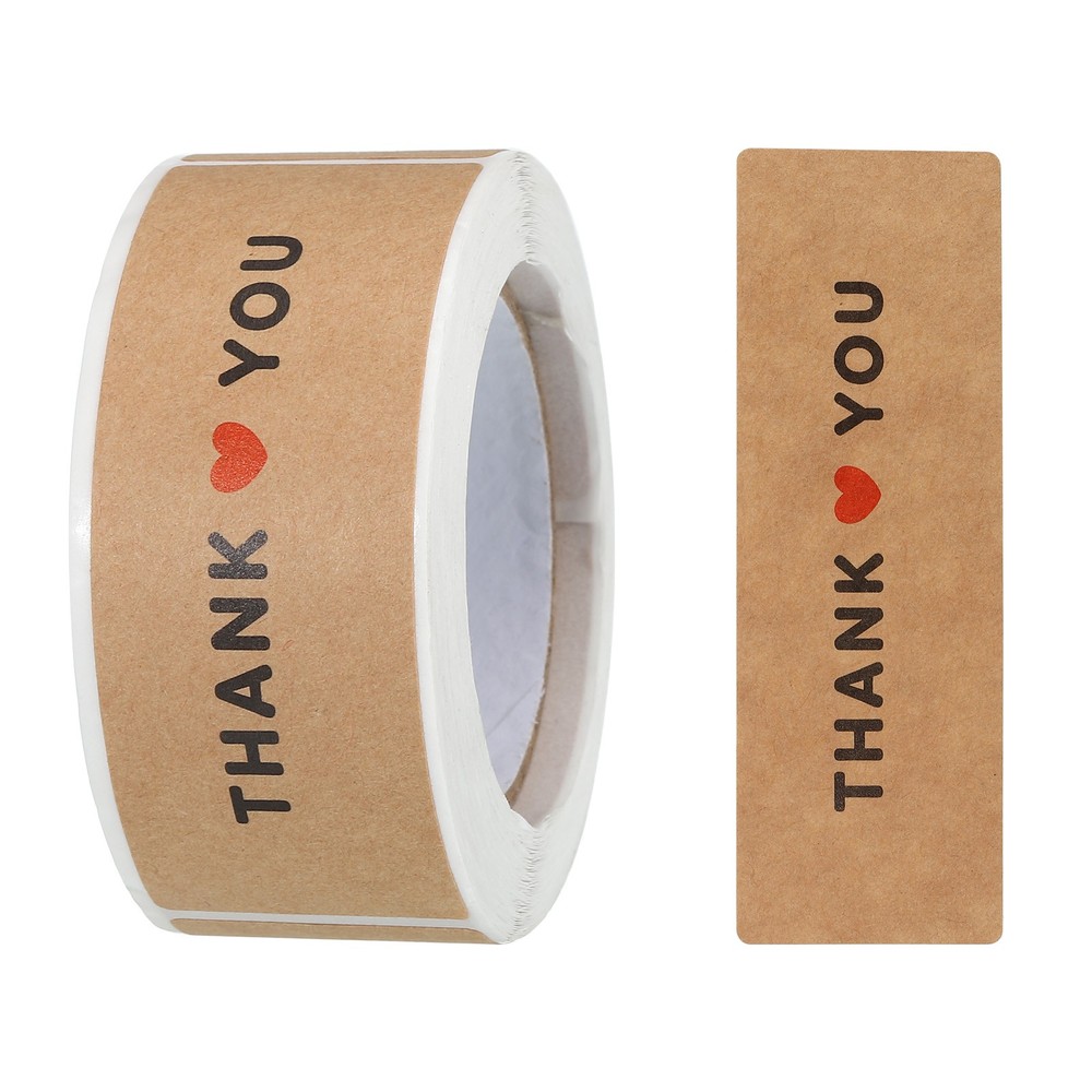 120 Count 1 Roll Thank You for Stickers 1″x3″ Adhesive Rectangle Gift Seal Label