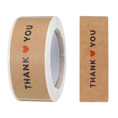 120 Count 1 Roll Thank You for Stickers 1″x3″ Adhesive Rectangle Gift Seal Label