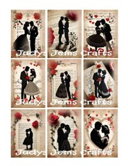 (9) Vintage Valentines Day Couples Collage Glossy Stickers~Scrapbook~Label~#305S