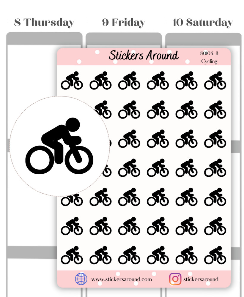 Cycling Icon Planner Sticker, Bicycle Sport Sticker, Bike Riding Sticker