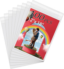 Acid-Free Picture Sleeves, 100 Pack Crystal Clear Storage Bags for 12X18 Art Pri