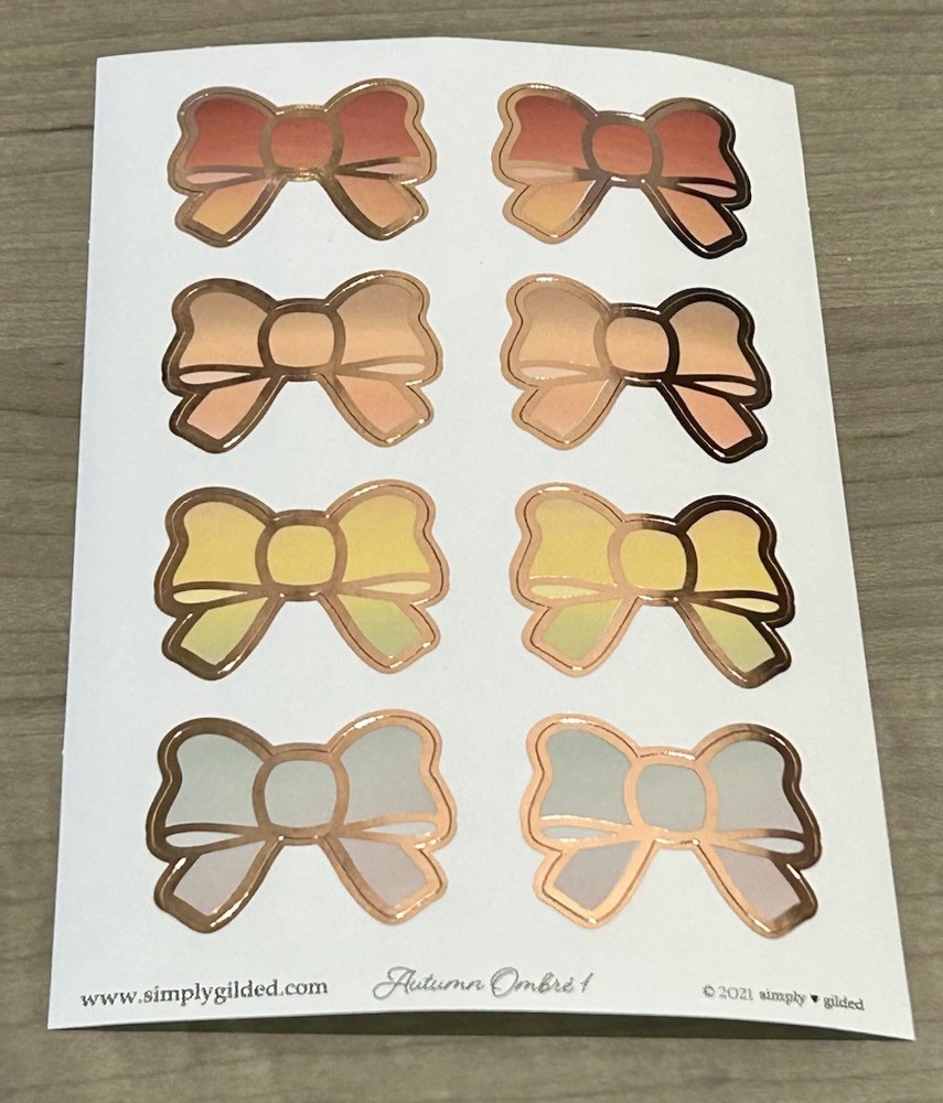 NEW Simply Gilded Autumn Ombre Bows Sticker Sheet SG 2021 Stickers