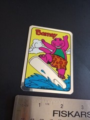 Vintage Stickers Barney Dinosaur Foil Mylar Vending Machine Sticker Reflective