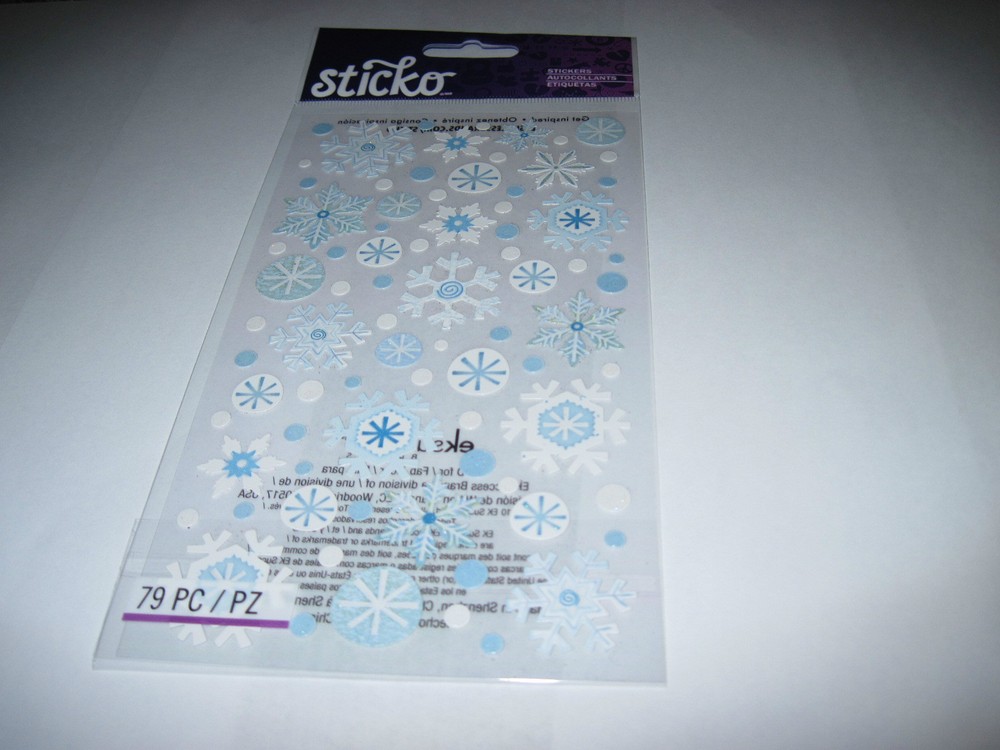 Scrapbooking Crafts Stickers Sticko Snow Flakes Winter White Snowflakes Repeats