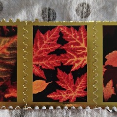 Gold Frame Autumn Leaves Sticker Strip, Gold Black Red Orange Yellow Quotes