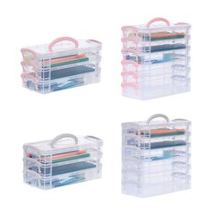 3/6-Layer Paintbrush Storage Box Detachable Watercolor Pen Organizer School Use