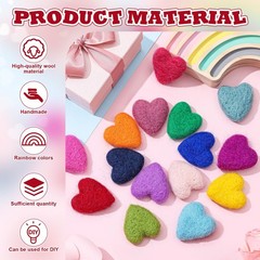 Fanfanwin 15 Pcs Felt Hearts for Crafts 1.6 x 1.8 x 0.4 inches, rainbow color
