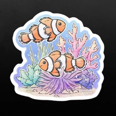 Clown Fish and Coral Reef Sticker – Waterproof Vinyl Sea Life & Ocean Decal