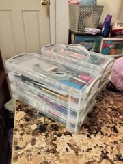 3/6-Layer Paintbrush Storage Box Detachable Watercolor Pen Organizer School Use