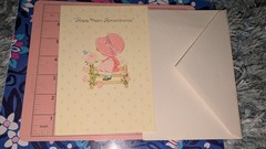 Vintage Hallmark Charmers Greeting Card Girl In Pink Bonnet Thinking Of You