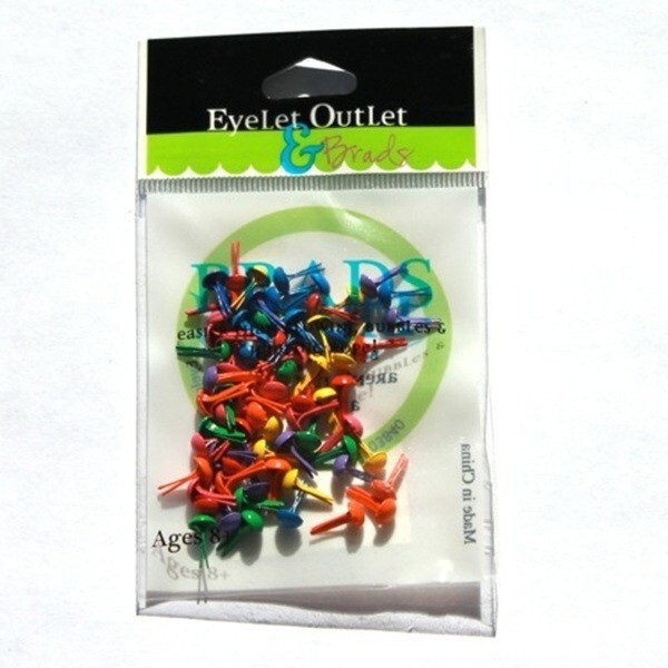 MINI SUMMER SCRAPBOOKING BRADS *EYELET OUTLET APPROX 70 PCS 6 COLORS