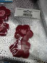 12 Packs Offray Stylish Accents Beaded Crochet Hot Pink Flower Fiber Paper Pink