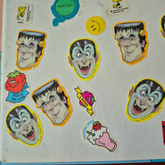 Vintage 1980s Sticker Album Book Puffy Hello Kitty Snoopy Apple Garbage Pail