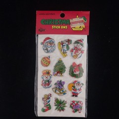 Vintage Puffy Stickers Russ Christmas Stick Ons Taiwan 1980s Santa Reindeer NOS