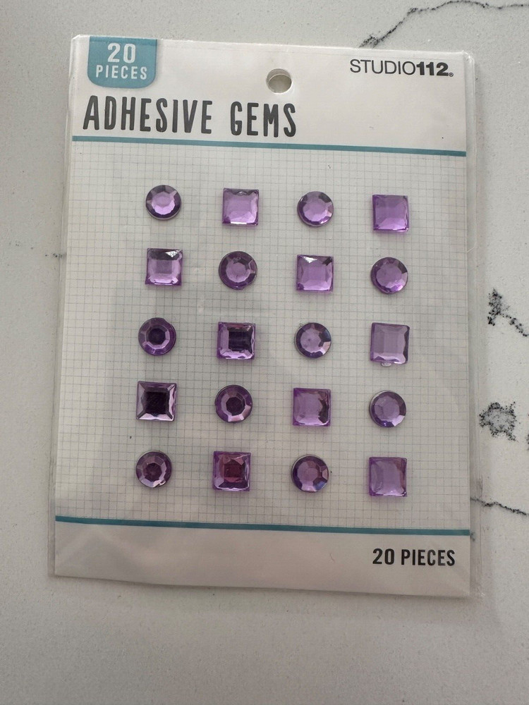 K&Company Studio 112 20 PC Cool Purple Adhesive Gems Scrapbooking Journalling