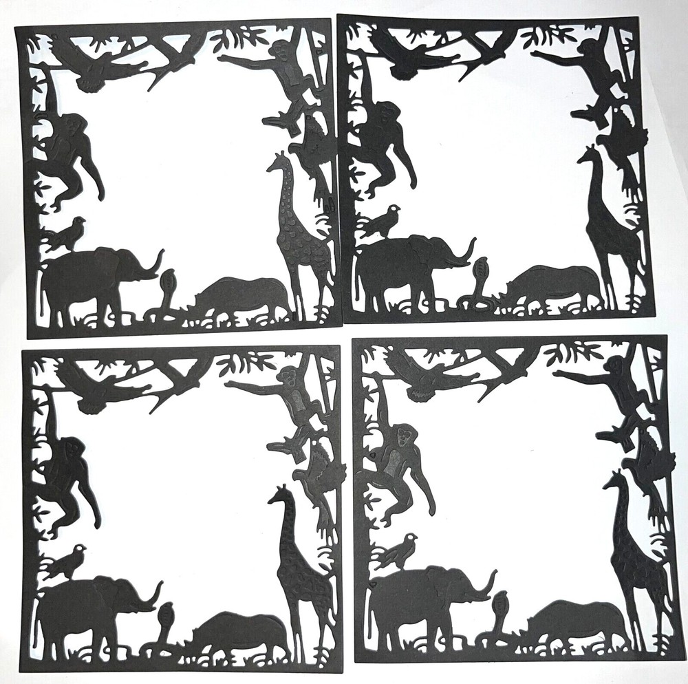 4 WILD SAFARI ANIMAL cardstock paper die cut embellishments
