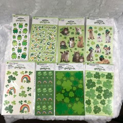 You Choose- St. Patricks Day Sticker Sheets Sets Cats Dogs 4 leaf clover green