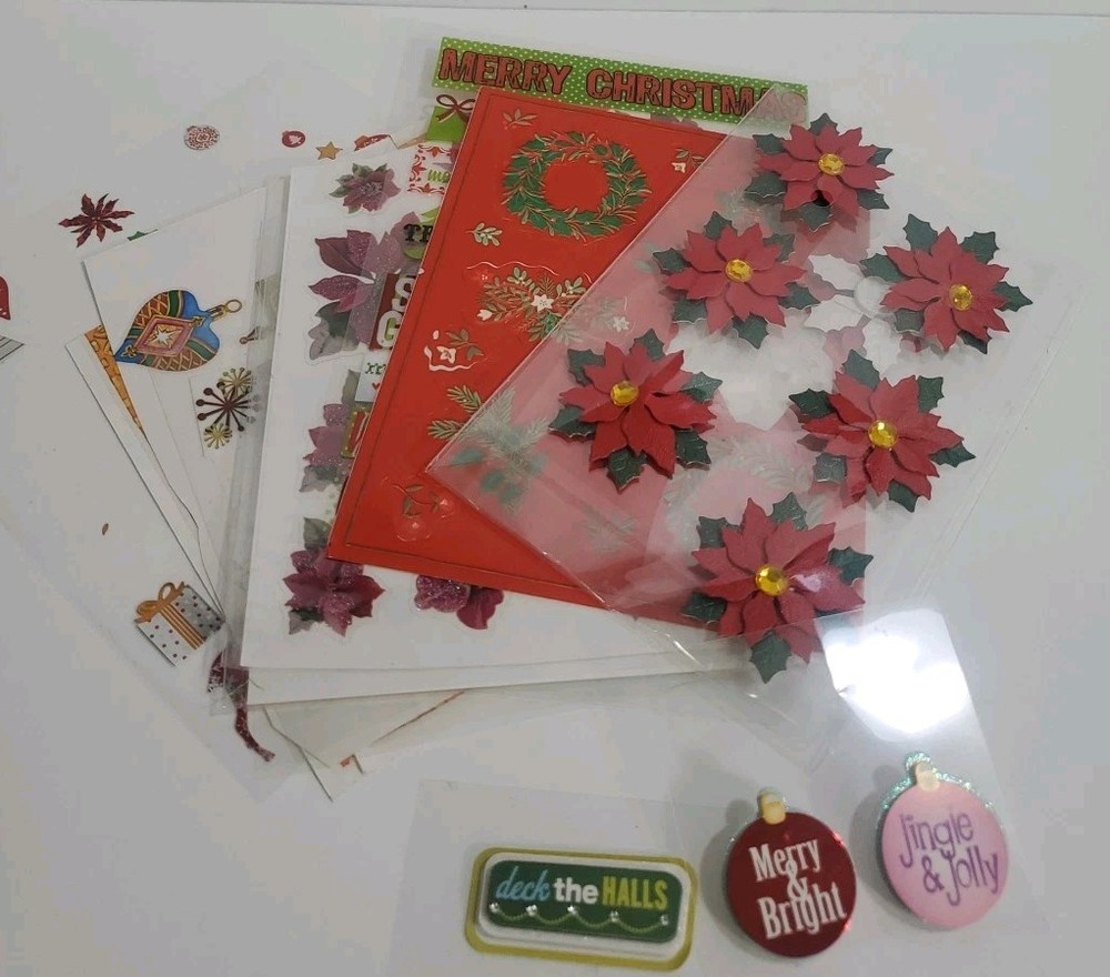 Vintage 1990s Holiday Christmas Mixed Sticker Sheets Hallmark Hobby lobby Ect