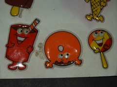 Vintage Googly Eye Puffy Stickers Partial Sheet of 6 Food Sweets READ