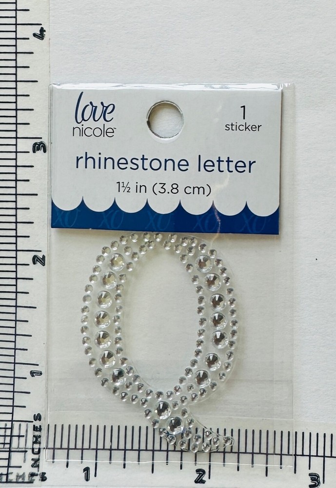 Letter Q Rhinestone Sticker 1.5″ Clear Silver Glitter Scrapbook Monogram Bling