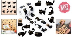 Charming Black Cat Sticker Rolls – 1000pcs for Kids, Adults & Crafts