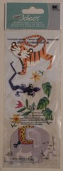 New Jolees Scrapbook stickers ELEPHANT TIGER lizard jungle safari flowers