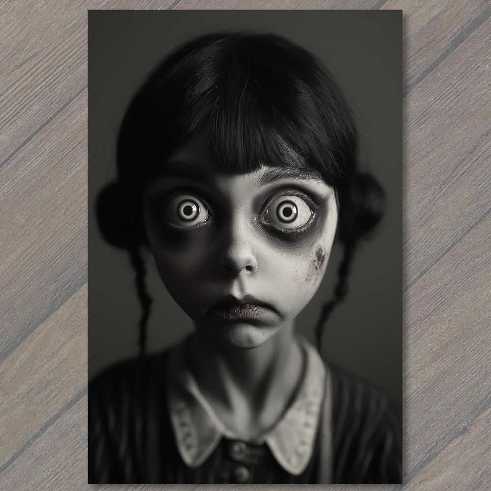 STICKER Creepy Wide-Eyed Woman Haunted Horror Macabre Dark Gothic Atmosphere