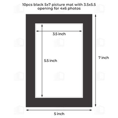 , 5X7 Photo Mat with White Core Bevel Edge 3.5X5.5 Openings, Acid Free Framing M