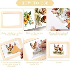 Rub on Transfers for Crafts Furnitures Stickers: 9 Pcs Roosters Rub on Transfer