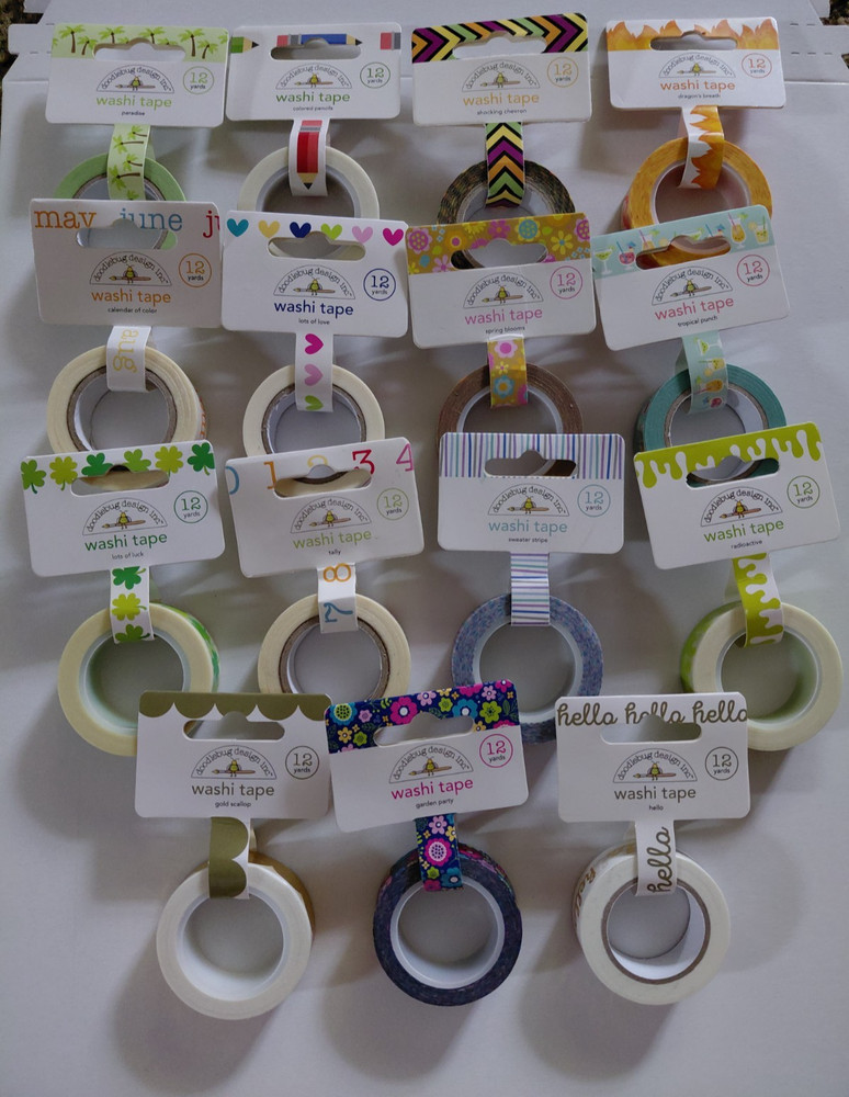 Crafts Doodlebug Lot 15 Rolls Washi Tape Variety Stripes Hearts Numbers $60+ RTV