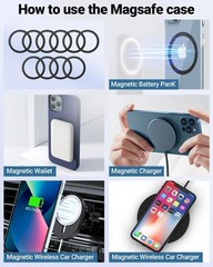 Black Magsafe Ring Stickers 10 Pieces Metal for Wireless Charging Compatibility